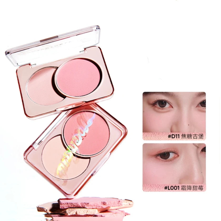 Judydoll Dual -Color Blush Combination Blusher Highlighter 2in1 Swelling Color Cheek Natural Original Makeup Cosmetics Zpaxo