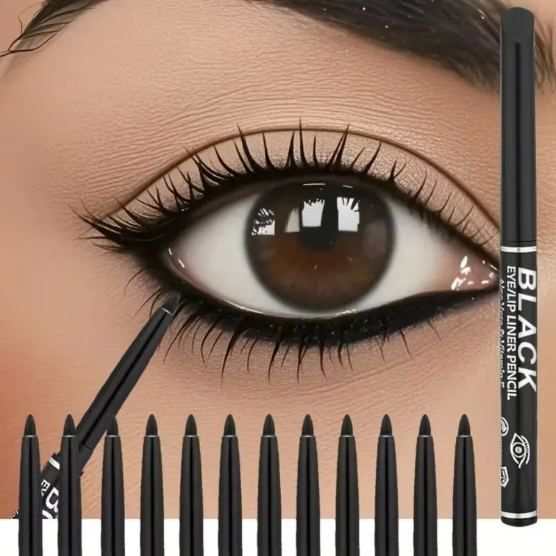1- Silky Black Eyeliner Pencil Smooth Waterproof Sweatproof