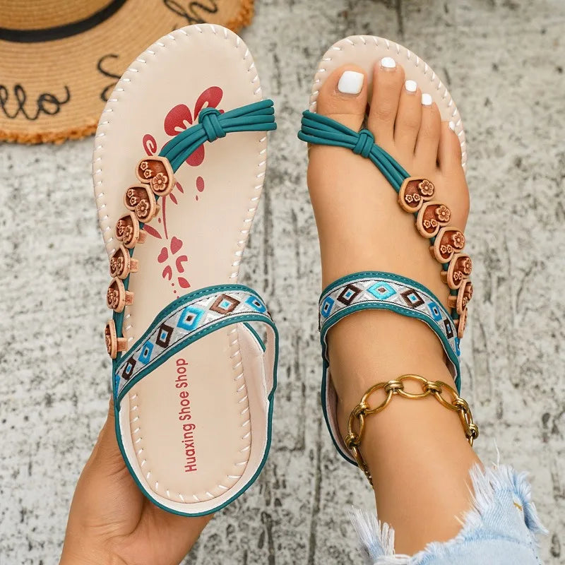 Women'a Fish Mouth Clip-toe Vintage Bohemian Slippers Summer Women Zpaxo