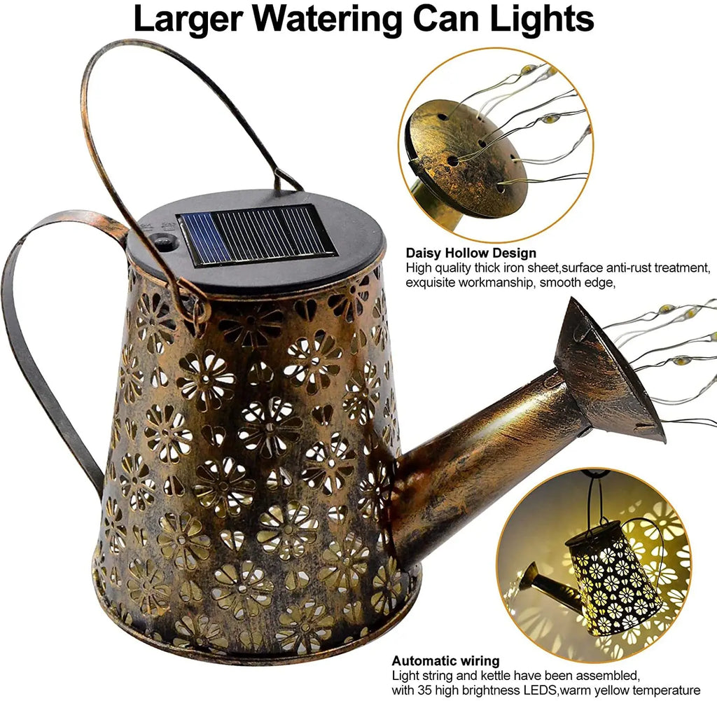 LED Solar Light Garden Waterproof Retro Metal Hanging Watering String Zpaxo