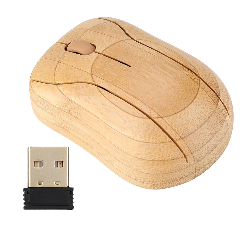 2 4GHz Bamboo Wireless Optical Mouse Laptop Computer Wooden Wood