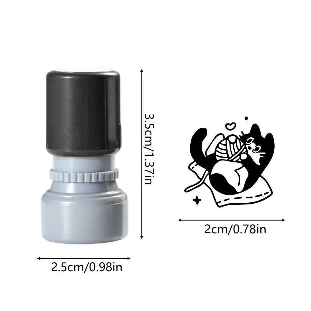 Cat Stamp Black Inkpad Shape Print Cute Craft Supplies Mini Journal Zpaxo D
