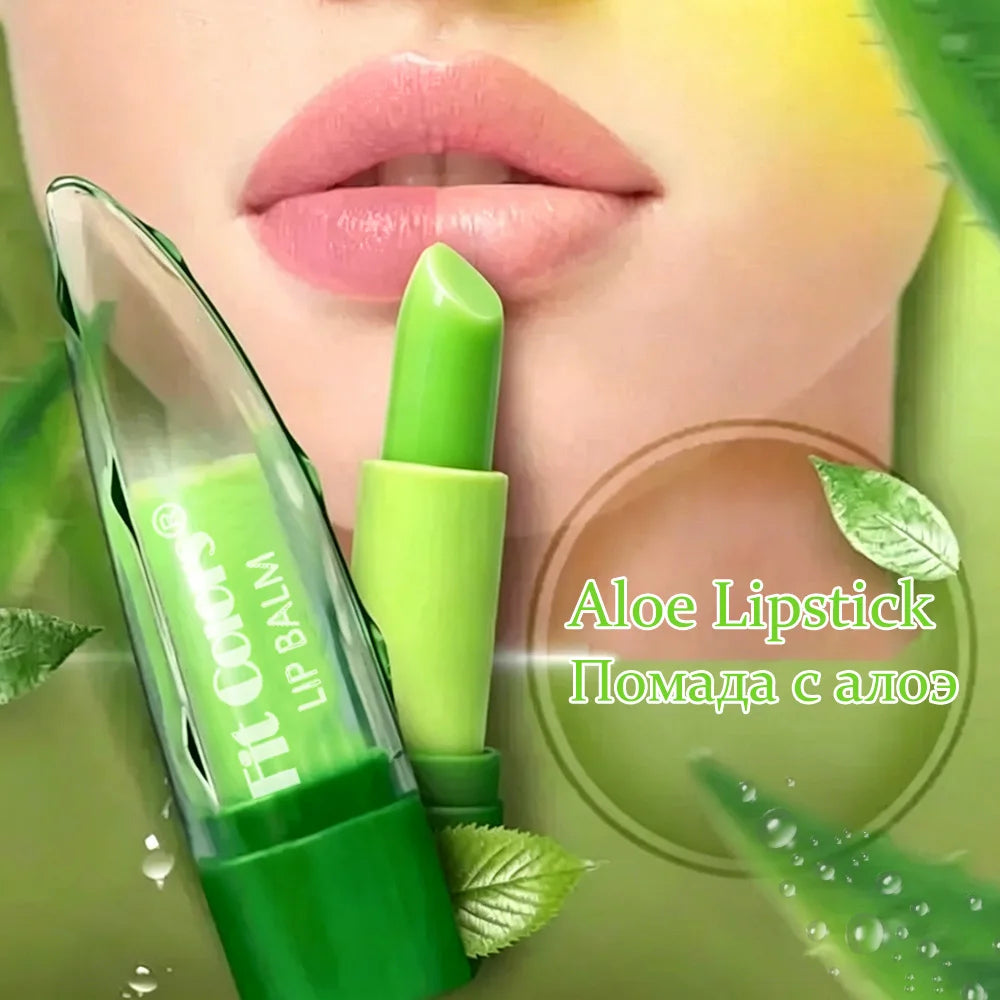 1PC Aloe Vera Gel Lipstick Warming-Changing Waterproof Jelly Lip Stick Moisturizing Nourishing Lip Balm Hydration Lips Cosmetics Zpaxo