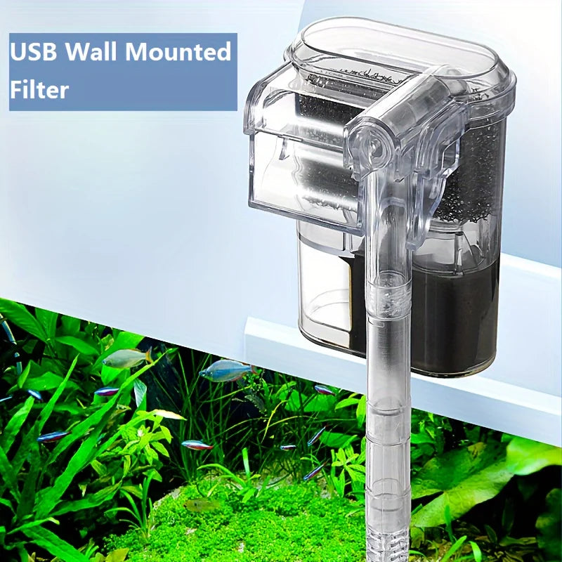 2 5W DC 5V Wall-hanging Filter Fish Tanks USB Plug Mini Aquarium Pump