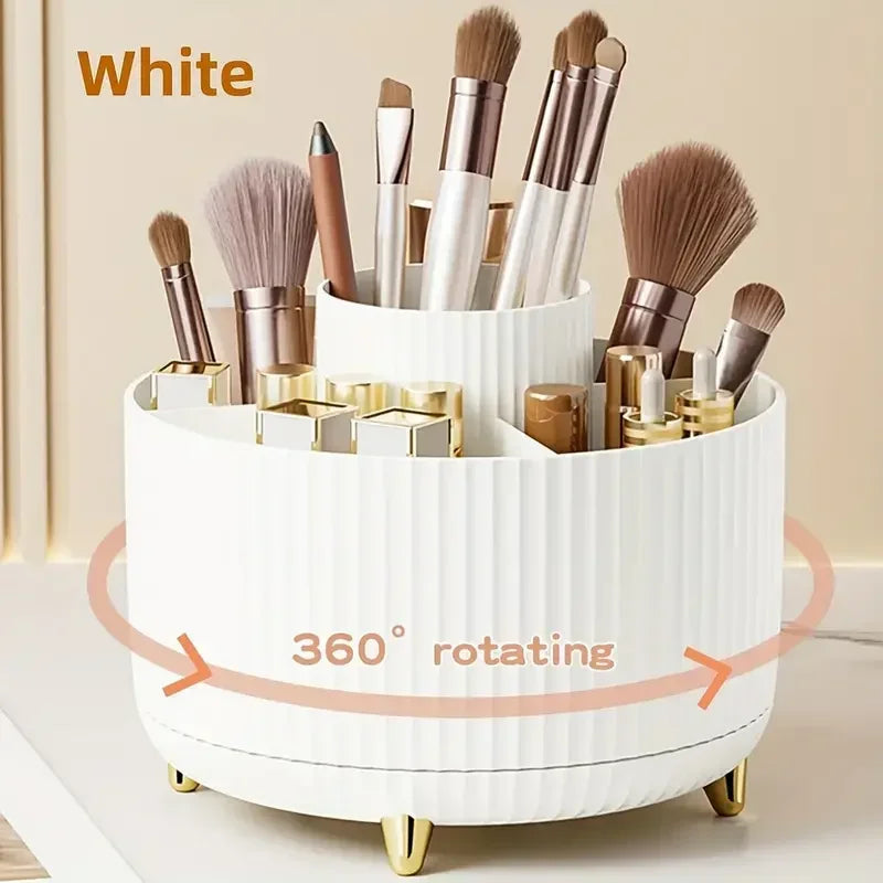 5-Slot 360° Rotating Makeup Brush Holder & Desk Organizer Makeup Brush Organizer Zpaxo 360 White
