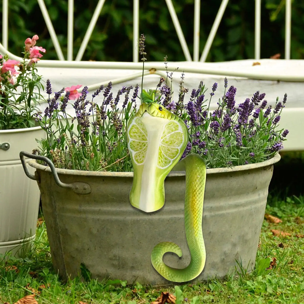 Plant Decorations Pots Resin Lime Green Snake Shape Decorative