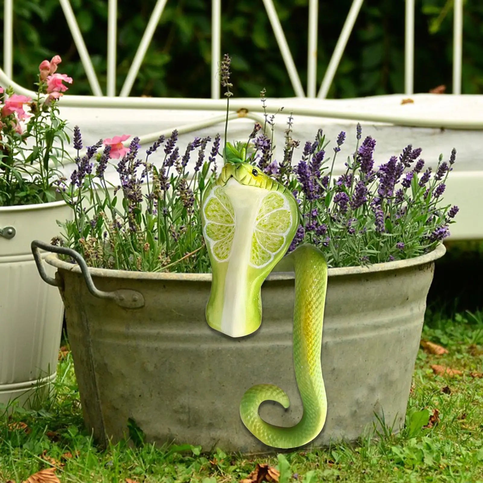 Plant Decorations Pots Resin Lime Green Snake Shape Decorative