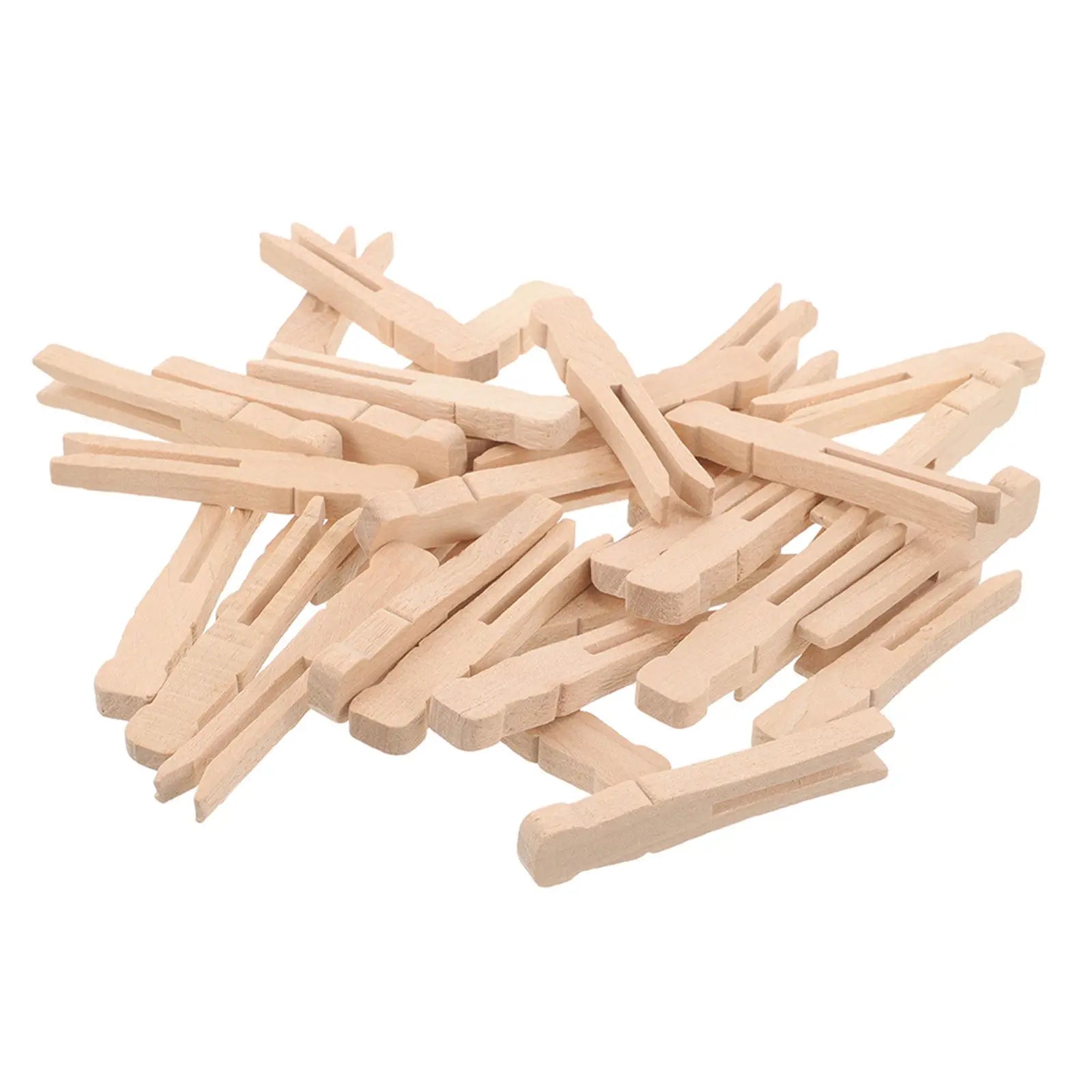 Vintage Wooden Clothespins Natural Flat Slotted Clothes Pins Hanging