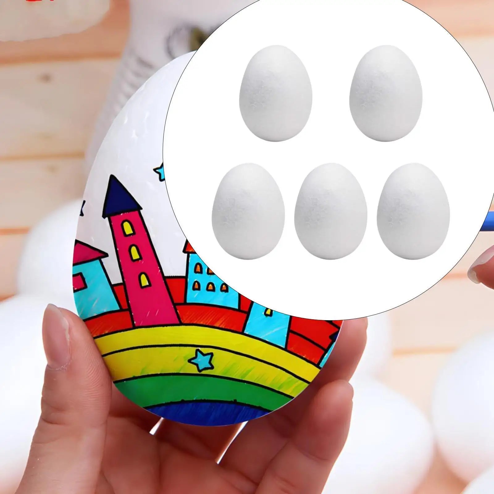 White Foam Eggs for Easter Crafts, DIY & School Projects Foam Craft Eggs Zpaxo 5pcs 14.3x10.1cm