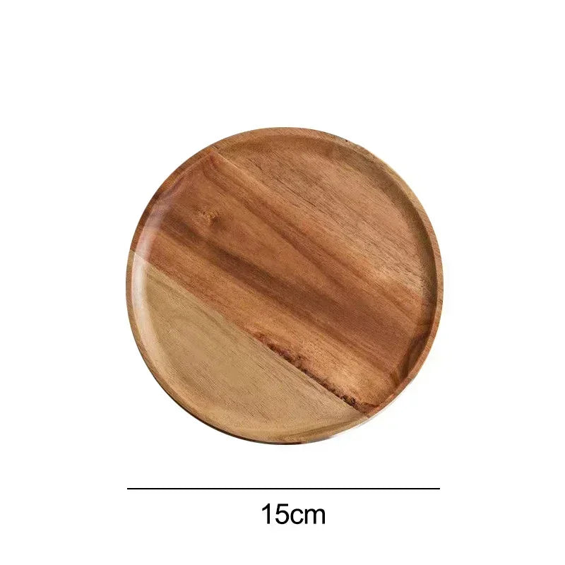 2026 New 15/20/25cm DIY Thinking Wooden Plate Round Tea Wooden Dining Plate Snack Bread Dried Fruit Plate Zpaxo 15X1.5cm
