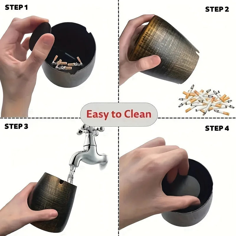 Windproof Metal Ashtray Lid Odorless Smokeless Design Indoor Outdoor