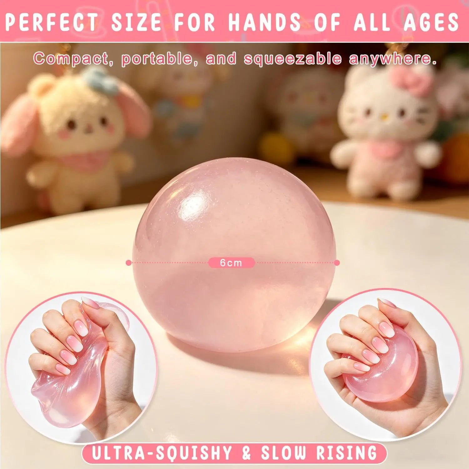 Premium Handmade Coconut Oil Slow Rebound Squishy Ball Translucent