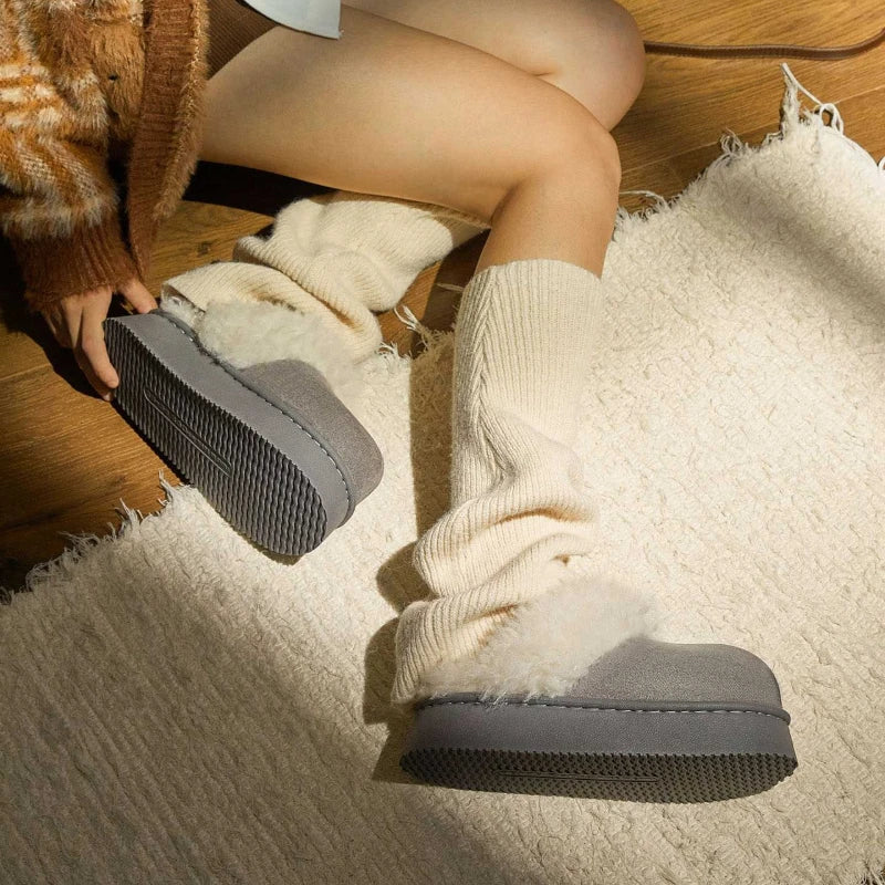 Sole Fluffy Bedroom Slides Winter Fuzzy Shoes Warm Cotton Slipper Women Warm Women House Slippers Indoor Non-slip Thick Shoes Zpaxo