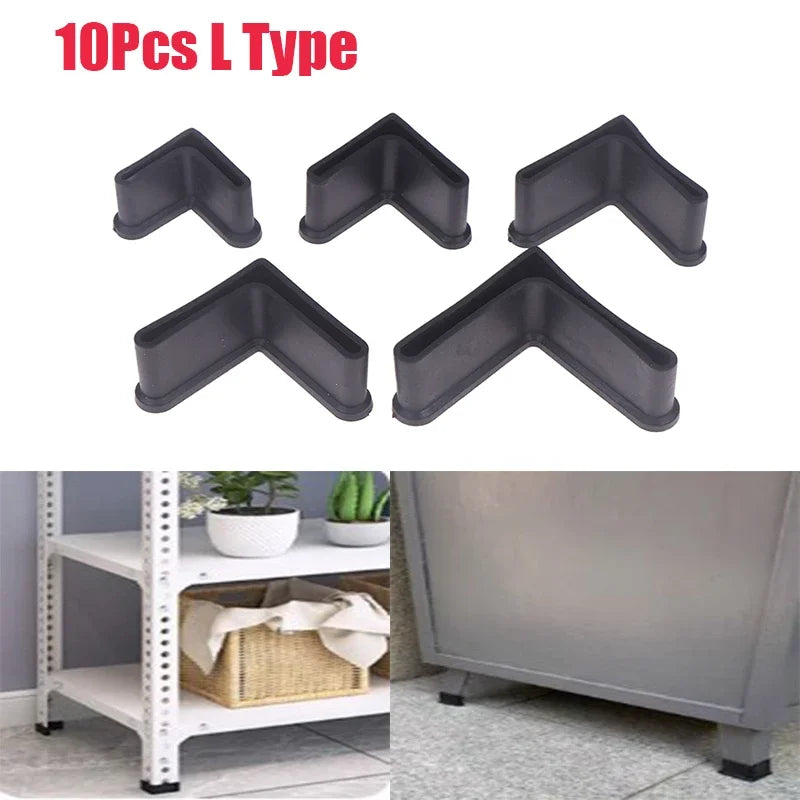 10Pcs L Type Rubber Base Non-Slip Foot Pad Slotted Angle Bar Triangle Feet Shelf Iron Bed Foot Cover Protective Rubber Sleeve Zpaxo