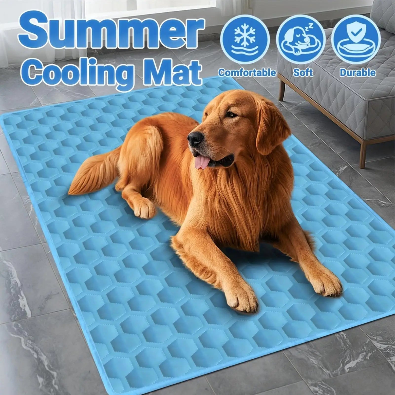Dog Cooling Mat Summer Non Slip Washable Pet Pad Crate Kennel Travel
