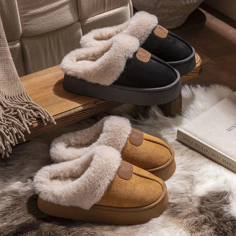 Thick Bottom Home Fluffy Slippers Women Winter Soft Sole Warm Plush