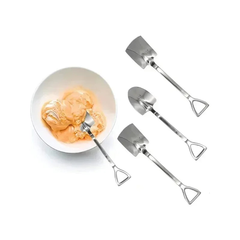 4-Piece Shovel Teaspoon Set – Stainless Steel Dessert Spoons Novelty Teaspoon Set Zpaxo