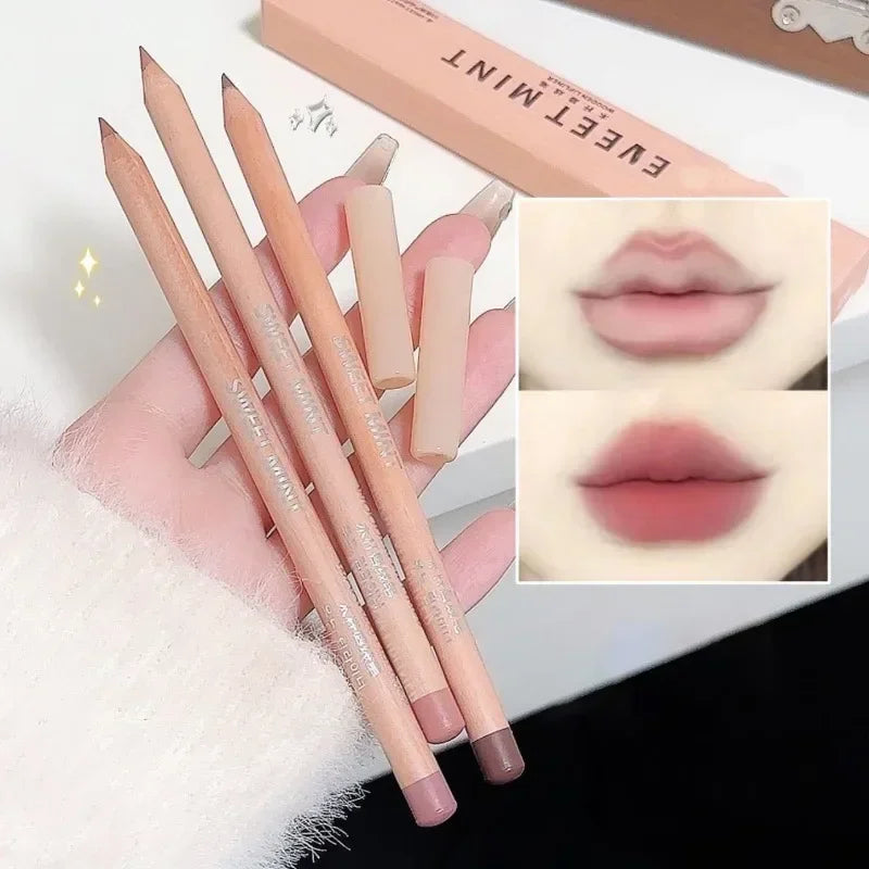 Waterproof Matte Lipliner Pencil Nude Pink Contour Tint Velvet