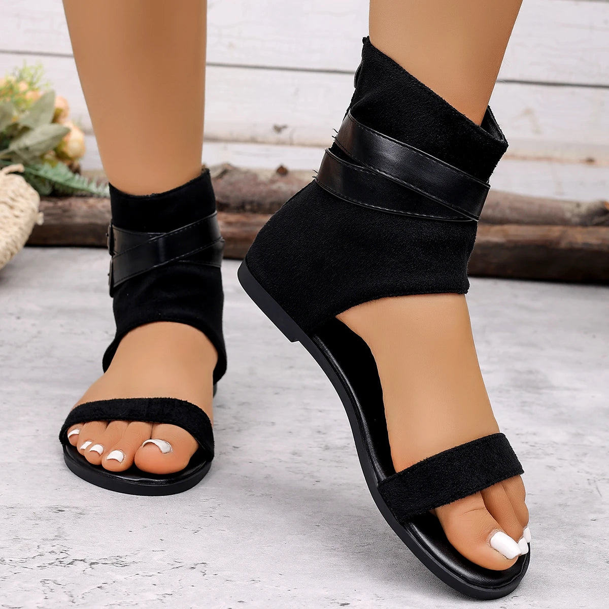 Women Bohemia Sandals 2026 New Clip Toe Flat Sandals Women Non-Slip Rome Shoes Ladies Fashion Lightweight Buckle Women Shoes Zpaxo