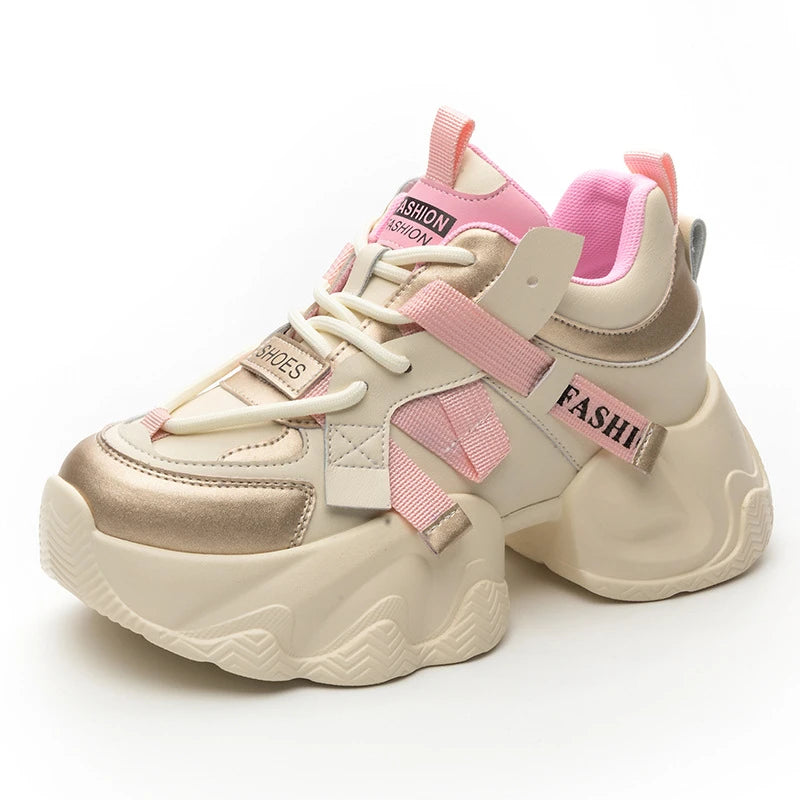 Womens Platform Chunky Sneakers Multiple Colors Hidden Heel Lift Lace Zpaxo