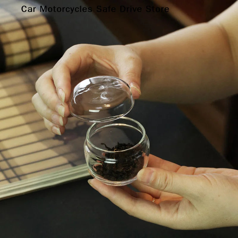 CM Transparent Mini Tea Storage Bottle Lid Small Glass Jar Sugar