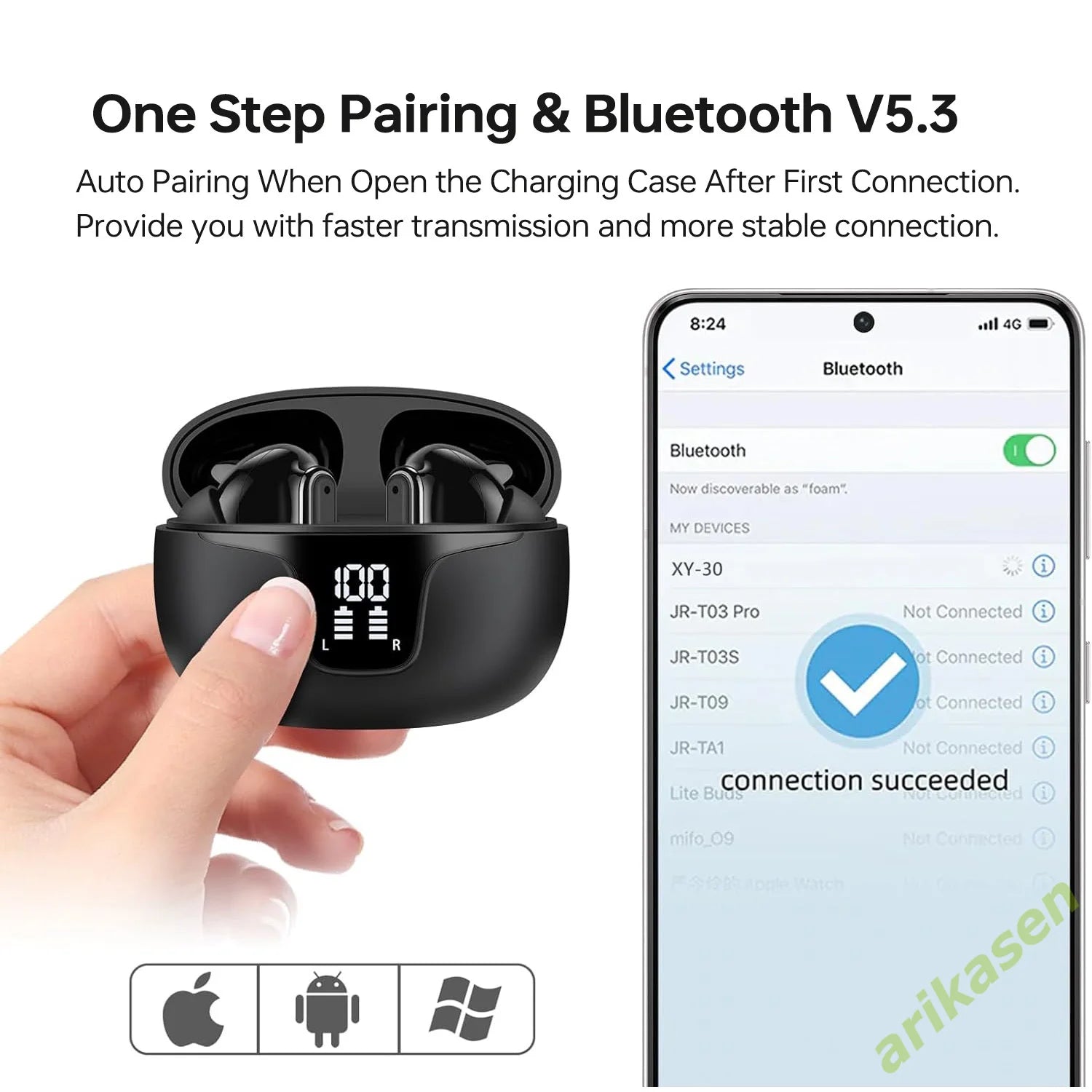 ANC Earphones Bluetooth 5 3 Hybrid 43dB Noise Cancellation Wireless