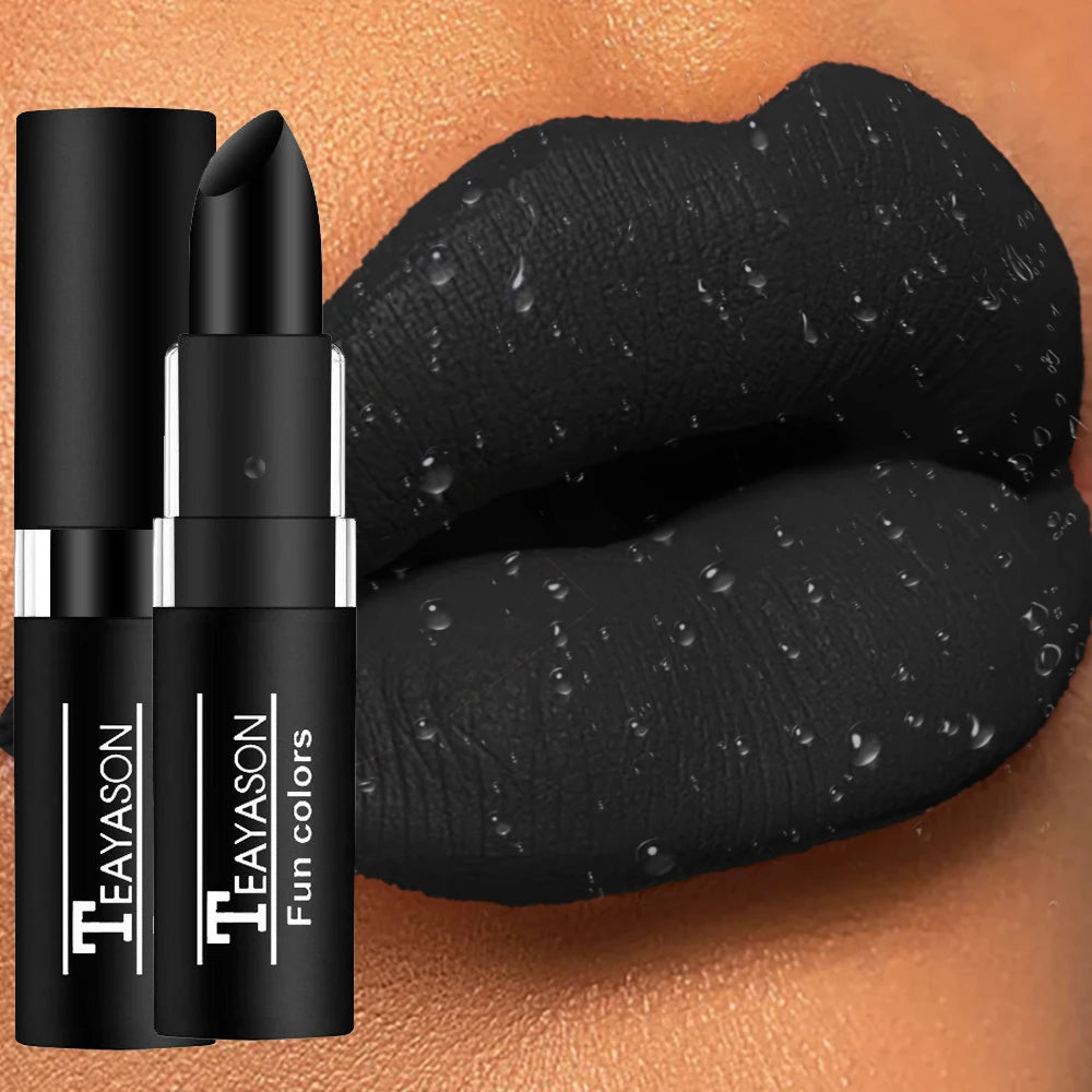 12 Colors Matte Nude Clay Lipstick Vampire Makeup Punk Black Lip Zpaxo