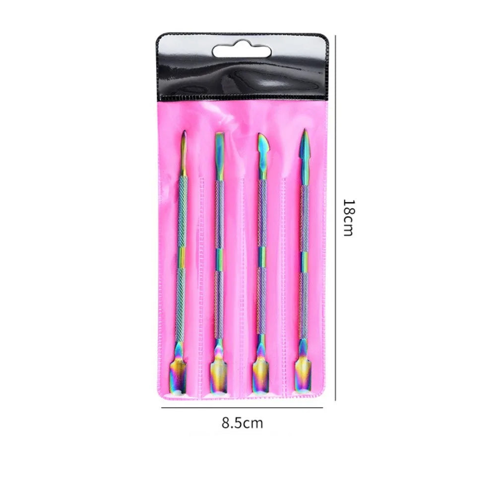 Stainless Steel Cuticle Pusher Double-sided Beveled Dead Skin Remover Zpaxo Colorful