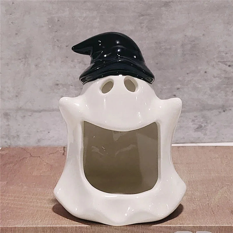 Cute Ghost Candle Holder Small Ornament Ceramic Ashtray Handmade