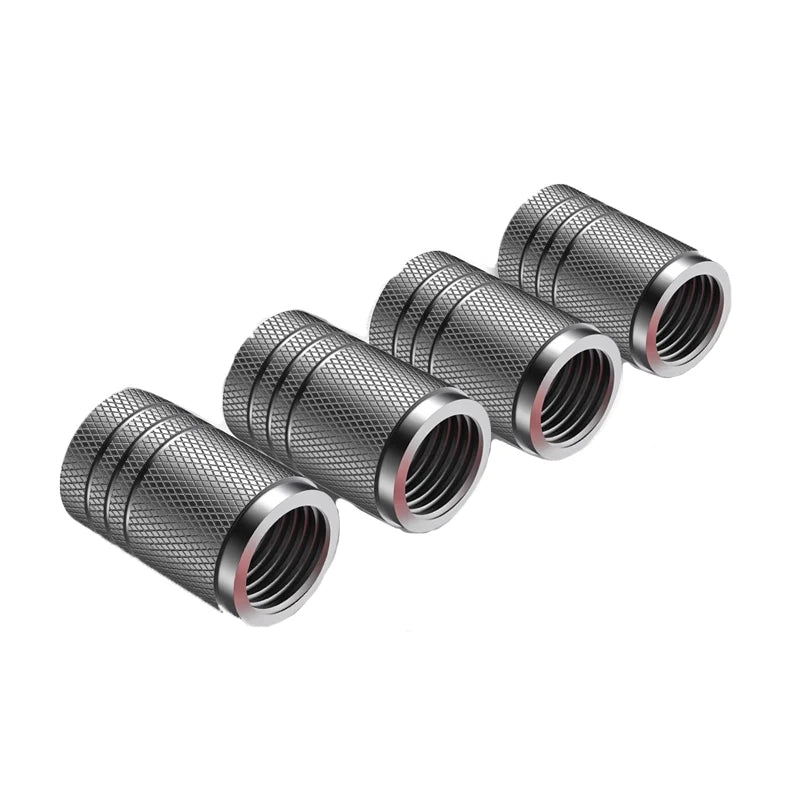 4-Pack Aluminum Knurled Tire Valve Stem Caps – Universal Fit