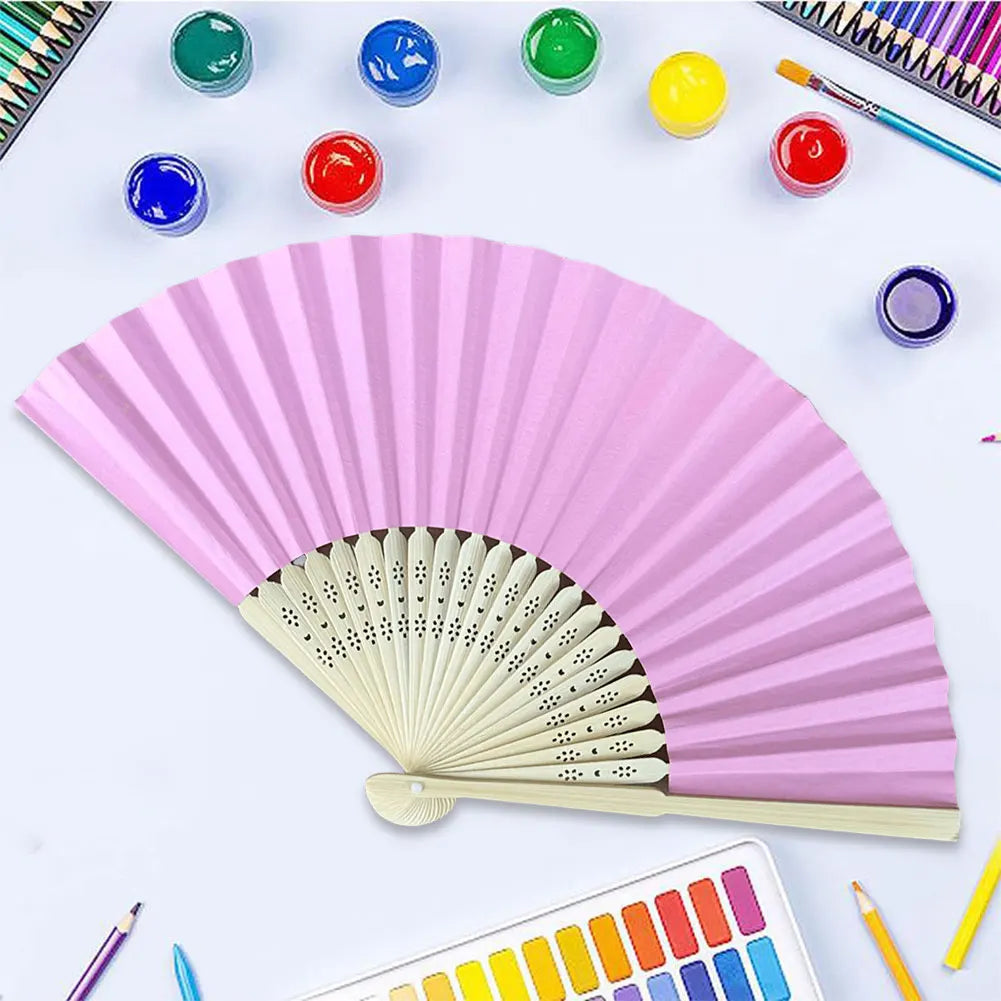 Blank DIY Folding Fan Hand Practice Foldable Paper Portable