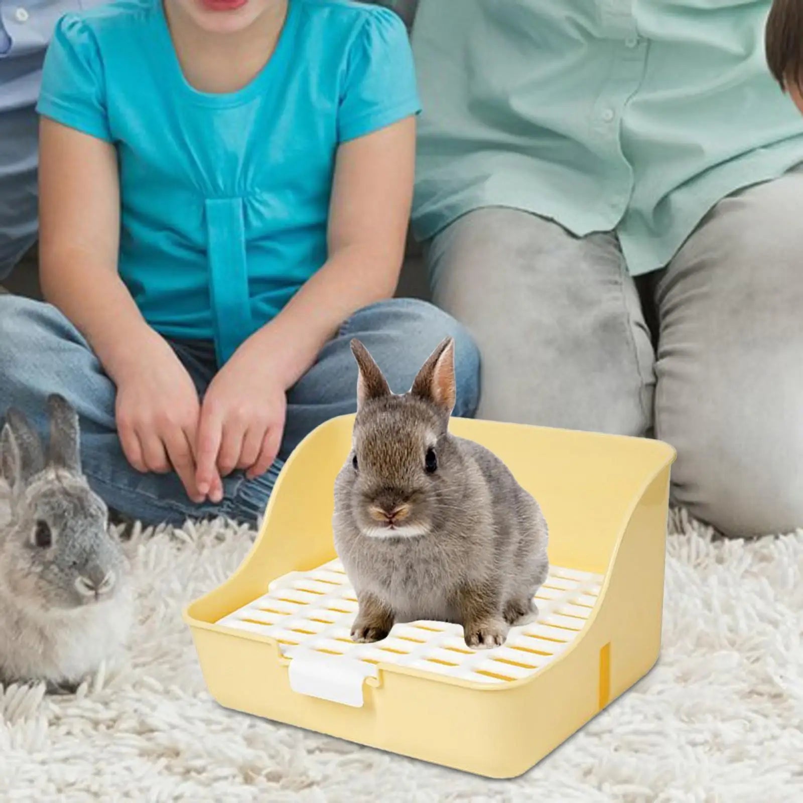 Rabbit Litter Box Detachable Pee Tray Portable Bedpan Pet Toilet for Hamster Small Animals Chinchillas Pet Supplies Bunny Zpaxo Yellow
