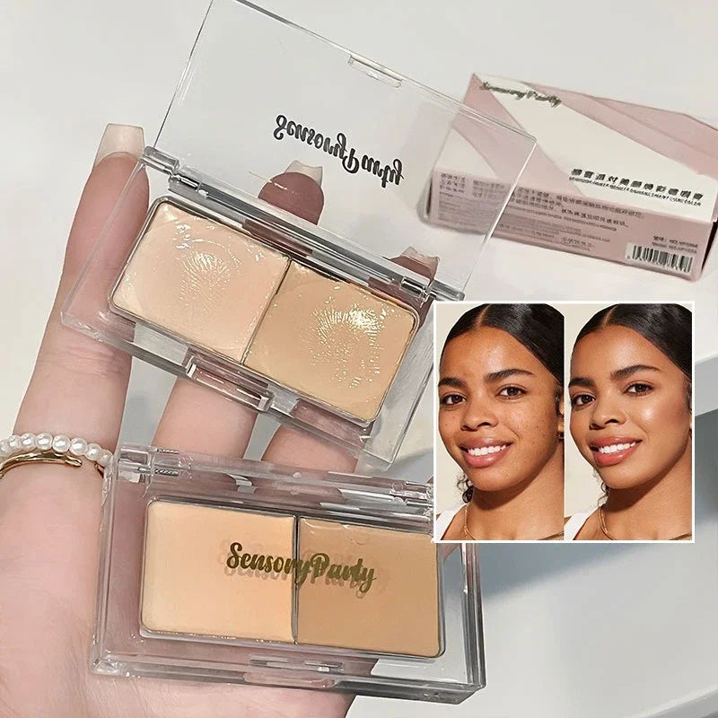 2-Color Concealer Palette Moisturize Long Lasting Cover Dark Circles Acne Pores Cream Shading Highlighter Face Makeup Cometics Zpaxo