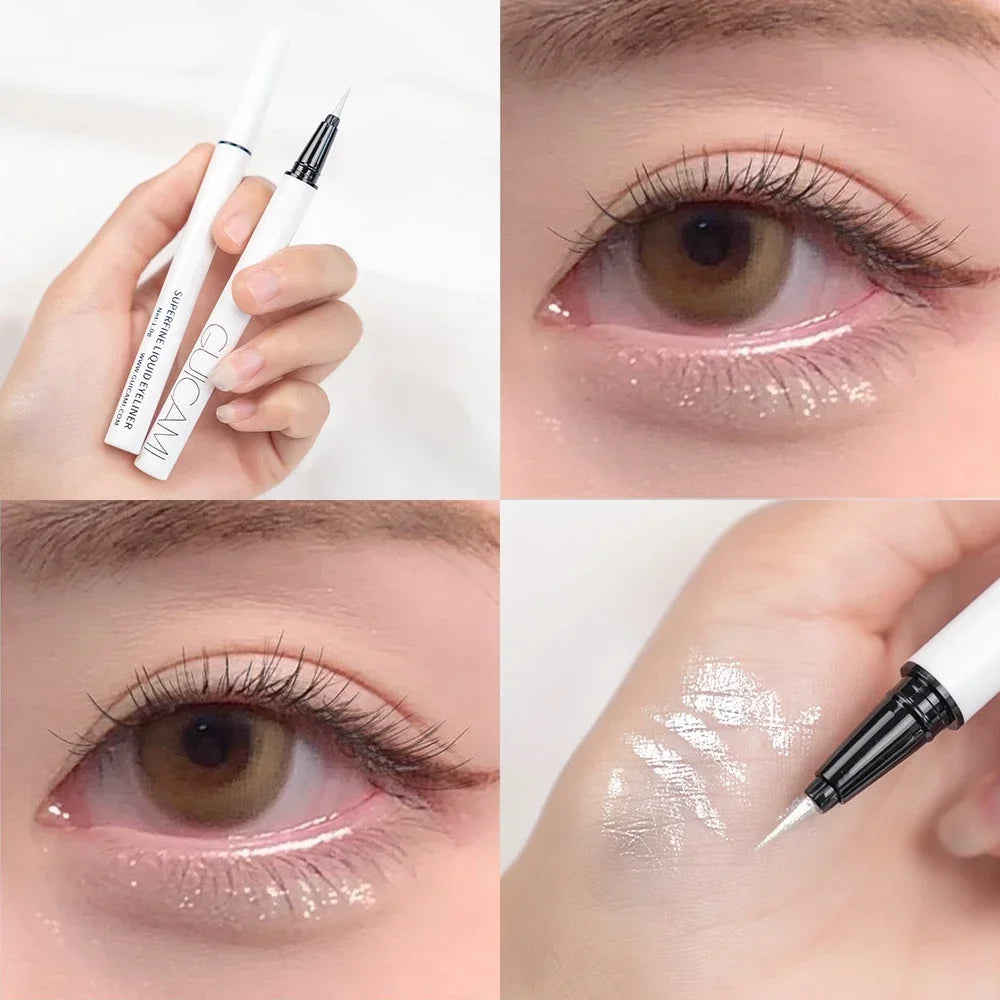 Shimmer Highlighter Pencil Smooth long lasting Waterproof Diamond Champagne Gold Pink Brighten Eye Shadow & Liner Silkworm Pen Zpaxo 01 Pearl White