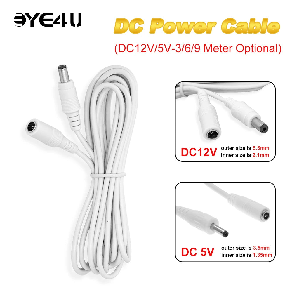 DC 12V Power Adapter Extension Cable 5 5V 3 Male Female Cord Extend Zpaxo