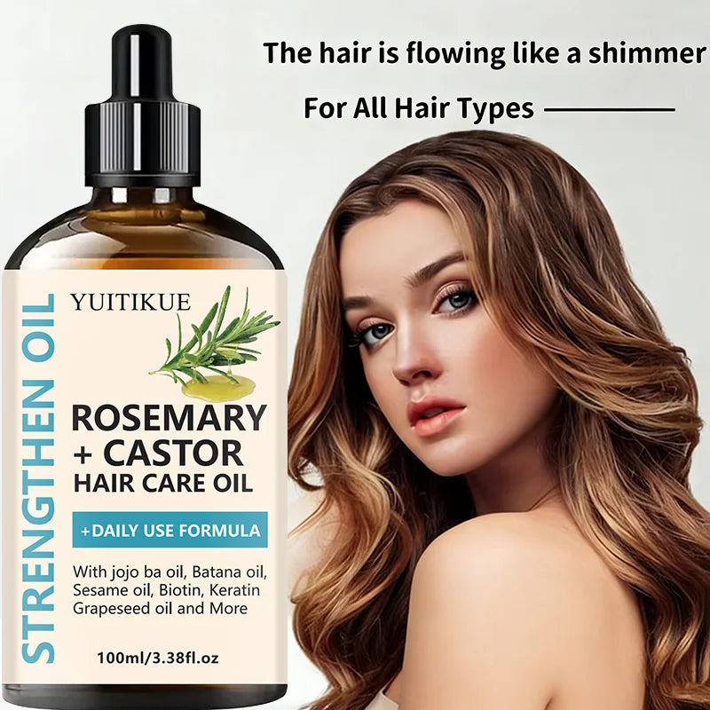 YUITIKUE Rosemary & Castor Strengthening Hair Oil 100ml Hair Growth Oil Zpaxo