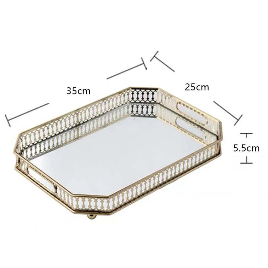Vanity Tray Jewelry Tray Cosmetic Hollow Handle Makeup Organizer for Cosmetics Dressing Room Countertop Bathroom Breakfast Zpaxo