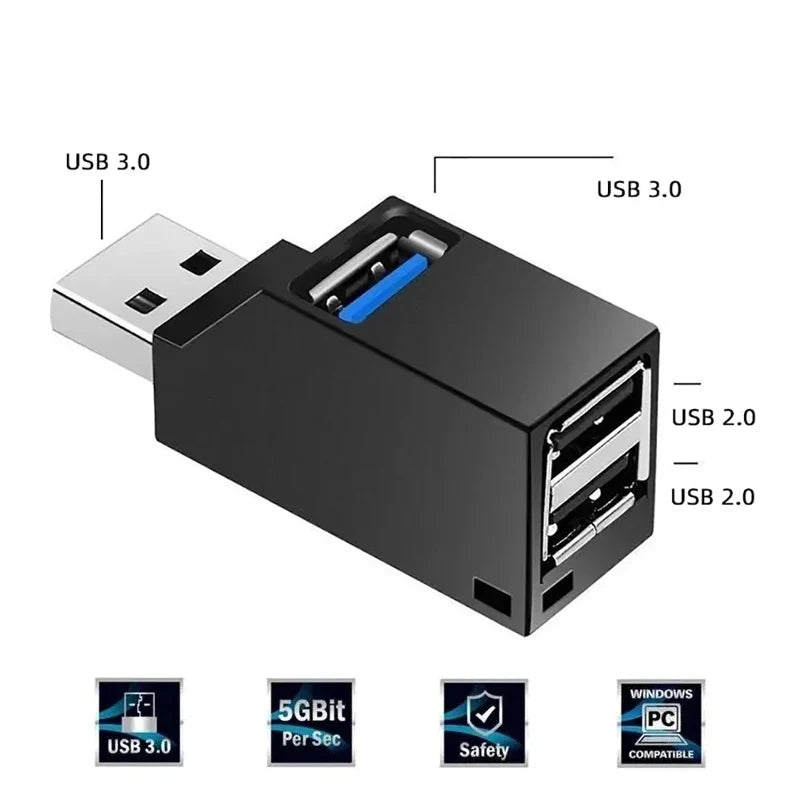 USB 3 0 HUB Extender Converter Car Splitter Multi Port Laptops Office