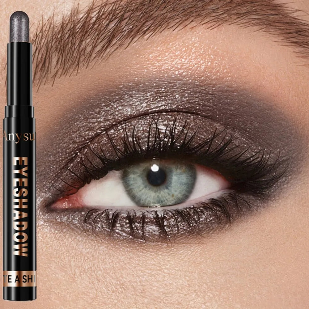 Pearl Metallic Eyeshadow Stick Sparkle Highlight One-Swipe Lazy Eye Shadow Highlighter Brightener Bold Multicolor 3D Eyes Makeup Zpaxo