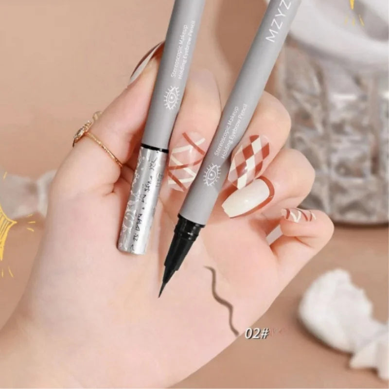 Liquid Eyebrow Pencil 4 Colors Very Fine Lying Silkworm Eyeliner Lasting Nature Water Proof Brown Gray Water-based Eyebrow Pen Zpaxo 02