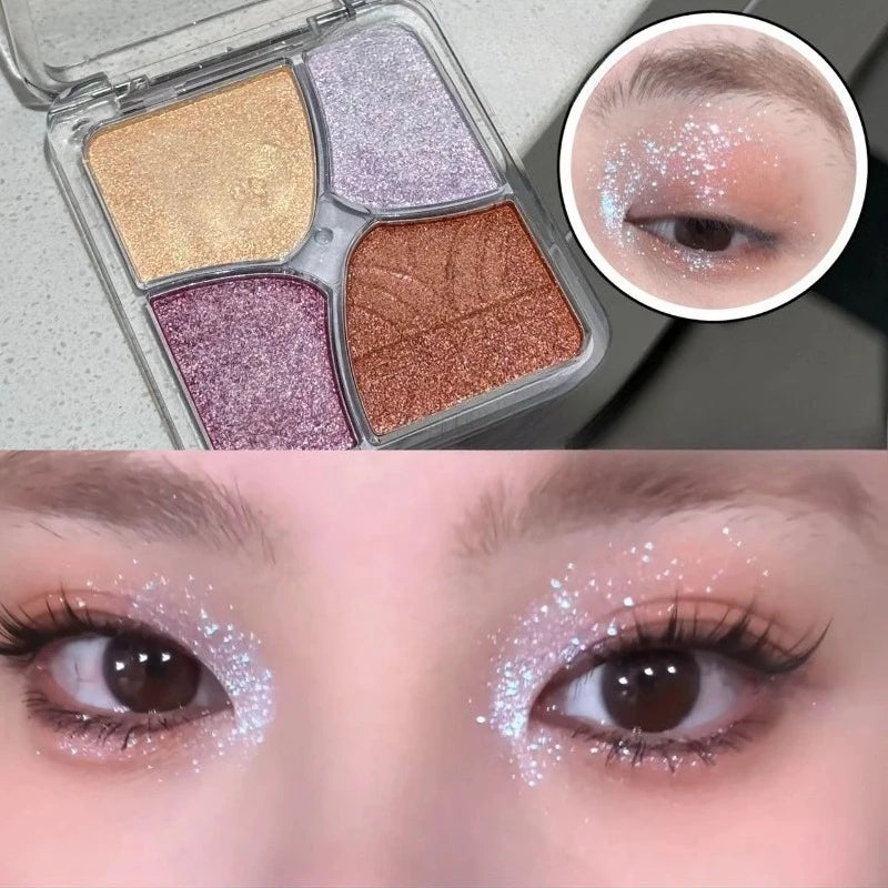 4-Color Face Highlighter Palette Natural Glow High Gloss Glitter Shimmer Baked Powder Long Lasting Contour Highlighter Makeup Zpaxo
