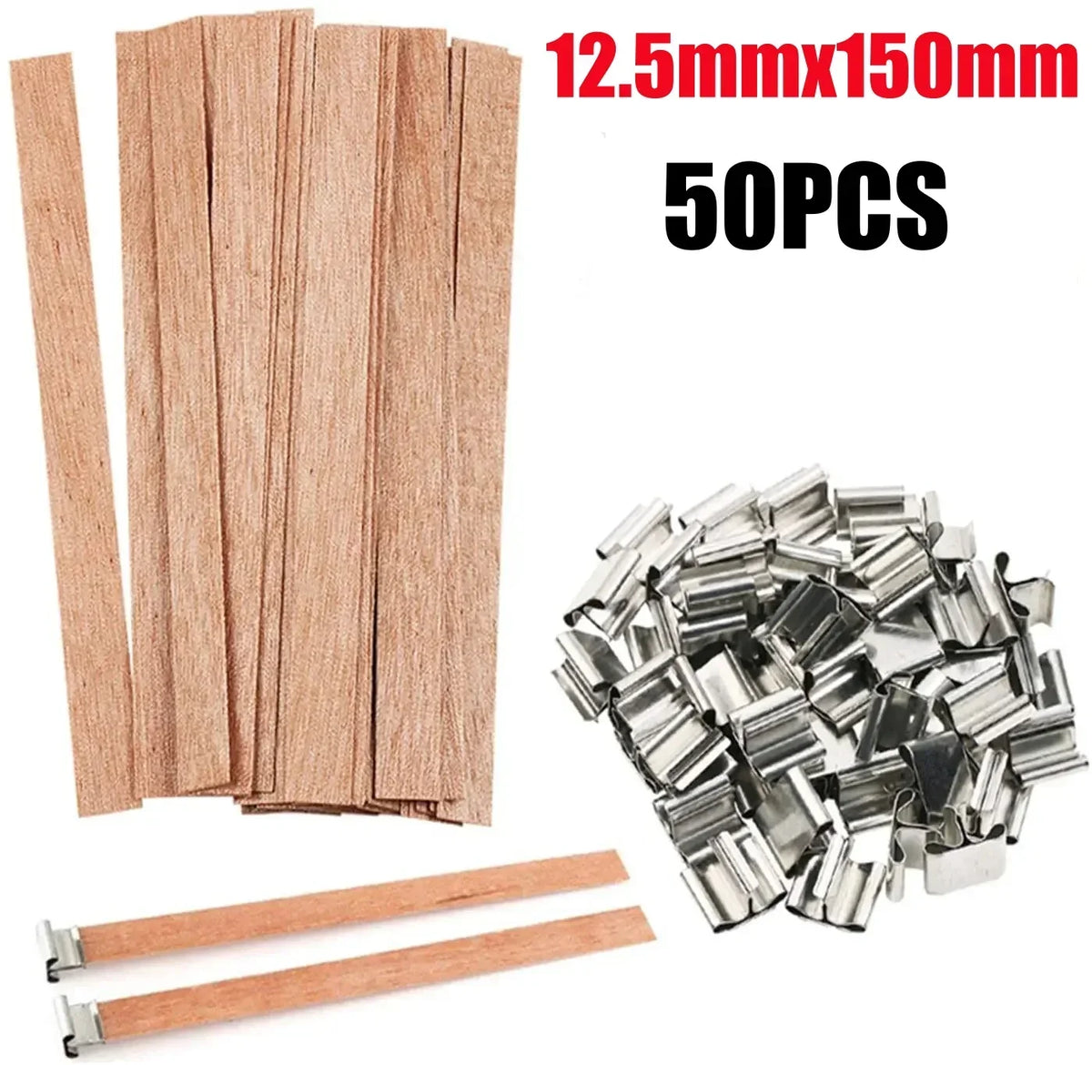 Handmade Soy Wax Candles Wooden Wicks DIY Aromatic Single Wick Design Zpaxo M-50PCS