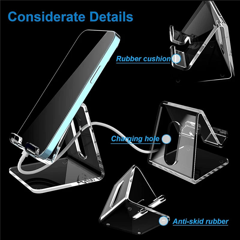 Acrylic Mobile Phone Stand Portable Transparent Smartphone Holder Universal Desktop Tablet Bracket For iPhone iPad Xiaomi Realme Zpaxo