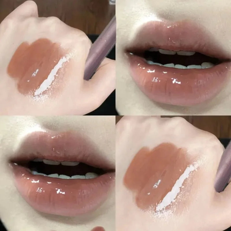 Diamond Glitter Solid Jelly Lip Gloss Pen Moisturizing Mirror Water