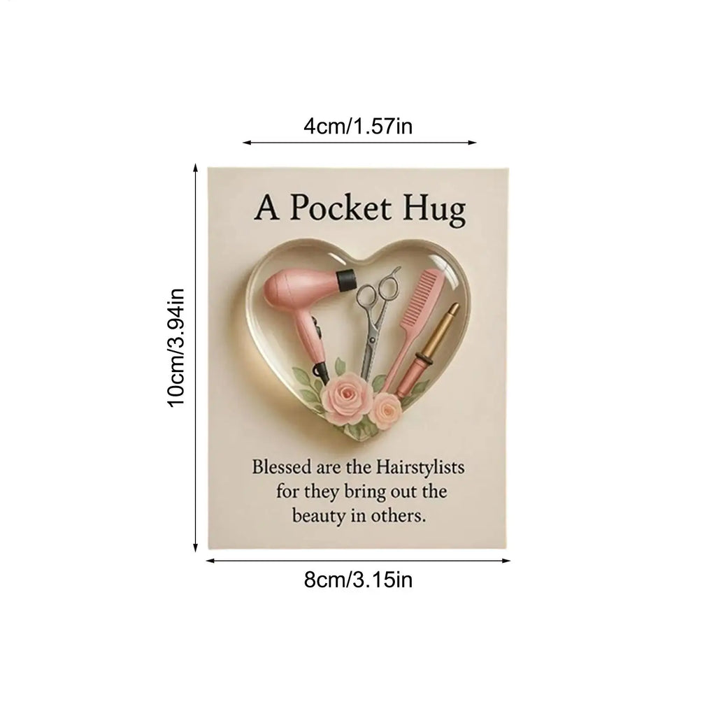 Heart Hug Pocket 2D Shaped Souvenir Appreciation Inspirational Card