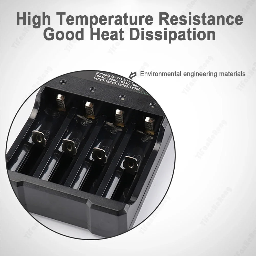 4.2V USB 4 Slot Independent Charging 18650 Charger Li-ion Battery Portable Electronic 18500 16340 14500 26650 Battery Charger Zpaxo