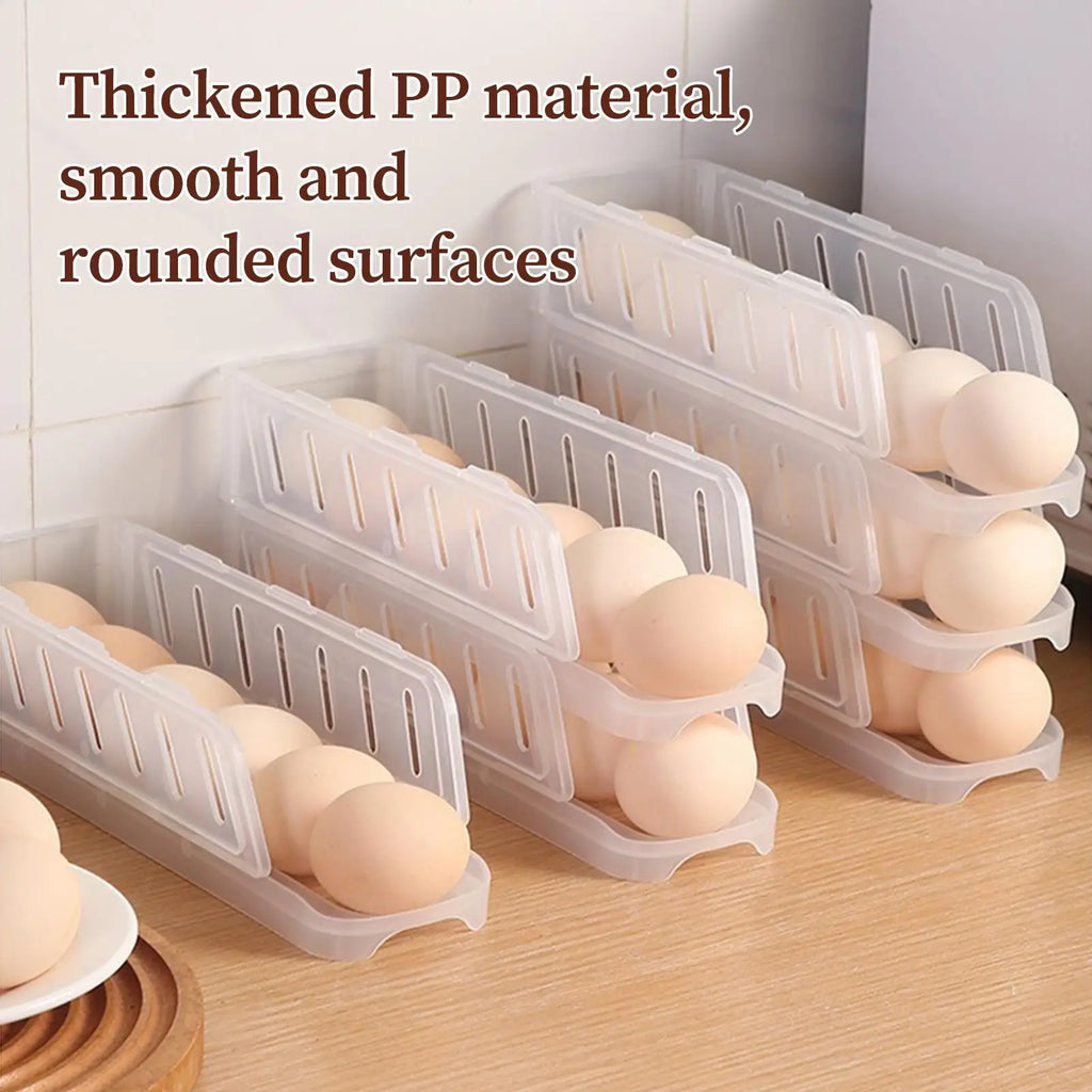Egg Holder 3-Tier Foldable Automatic Rolling Dispenser Reusable