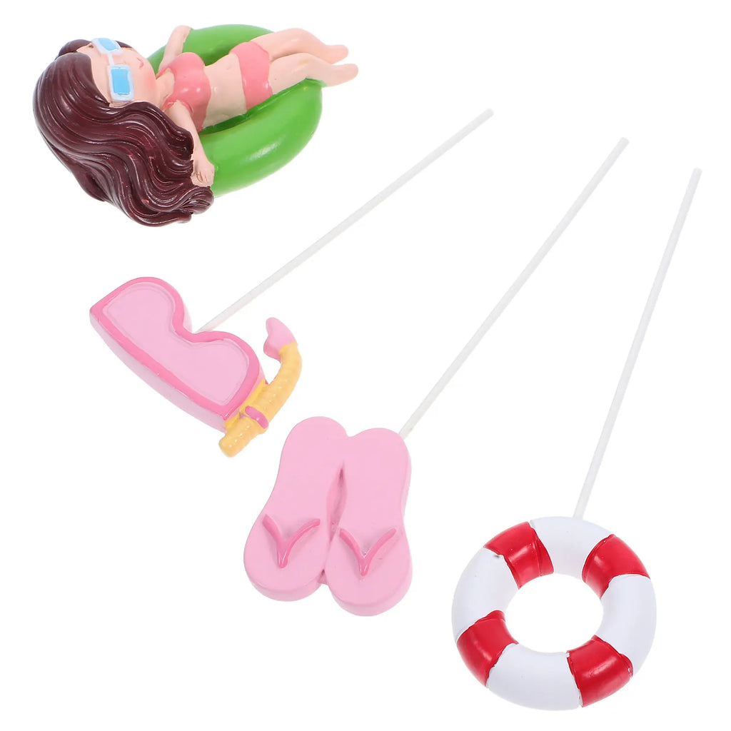 1Set Swimwear Cake Toppers Beach Party Classic Summer Decorative Cake Picks Birthday Adornment Resin Supplies Zpaxo