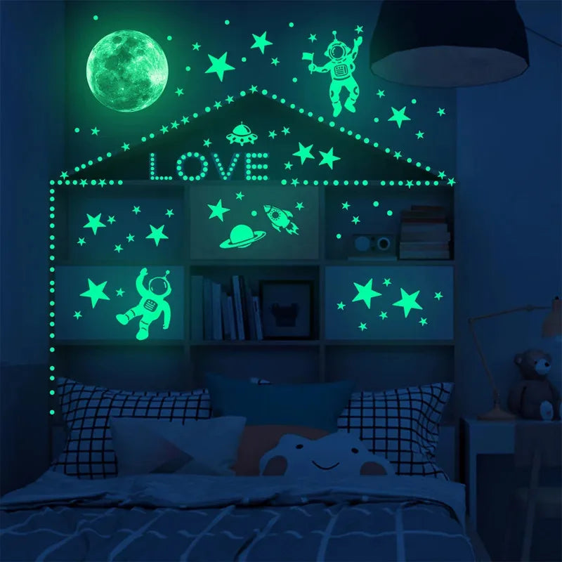 Astronaut Luminous Wall Stickers Stars Moon Self-adhesive Wallpaper