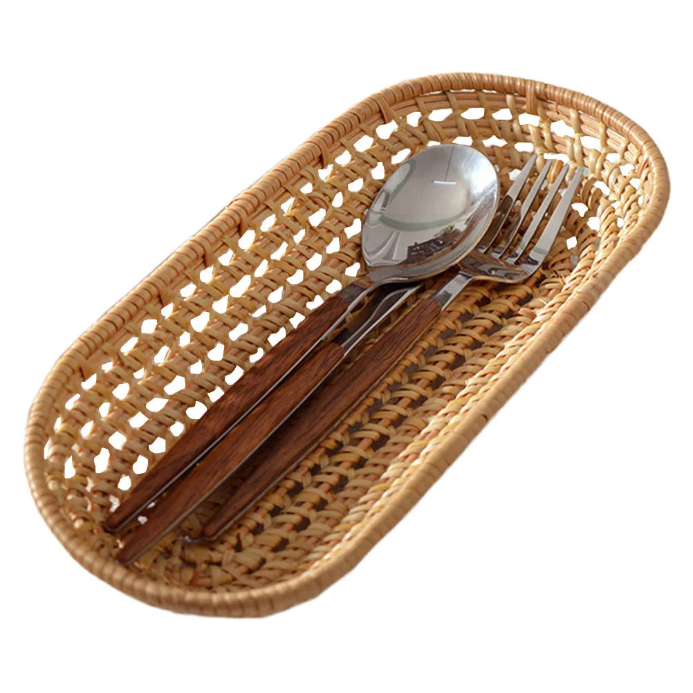 Autumn Rattan Towel Tray Basket Premium Natural Dish Storage